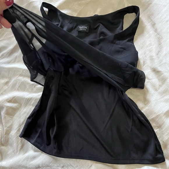 MSK Vintage Petite Black Silky and Sheer Tank Top and Skirt Set - Picture 4 of 9